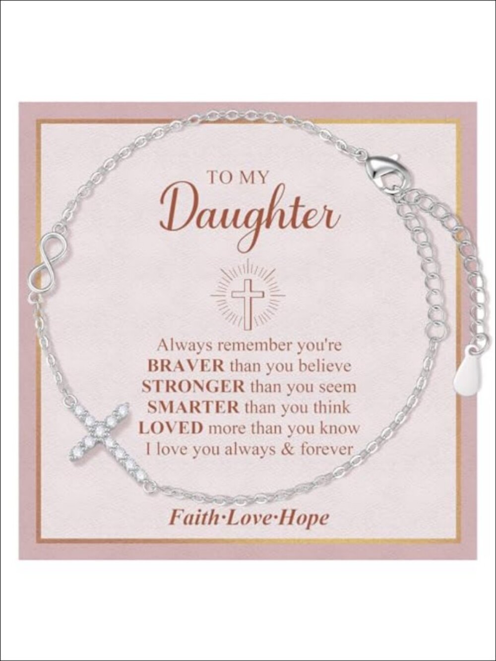 Sterling Silver Cross Bracelet Adjustable Christian Faith Jewelry